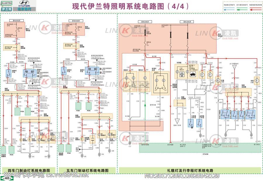 北京现代伊兰特 4照明指示电路与自诊系统电路